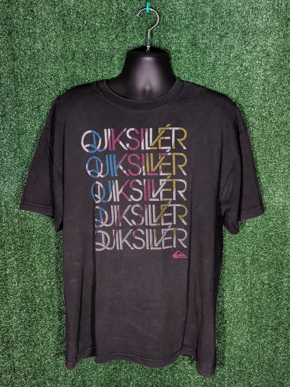 Y2K Quiksilver Men's Black Graphic Logo T-shirt Size XL